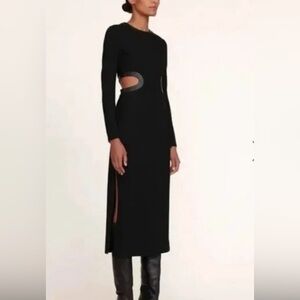 Staud  black Dolce cut out dress leather detail sz L